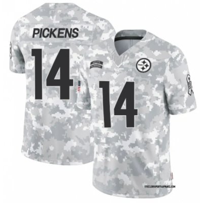 Men Pittsburgh Steelers #14 George Pickens 2024 Arctic Camo Salute To Service Limited Stitched Football Jersey