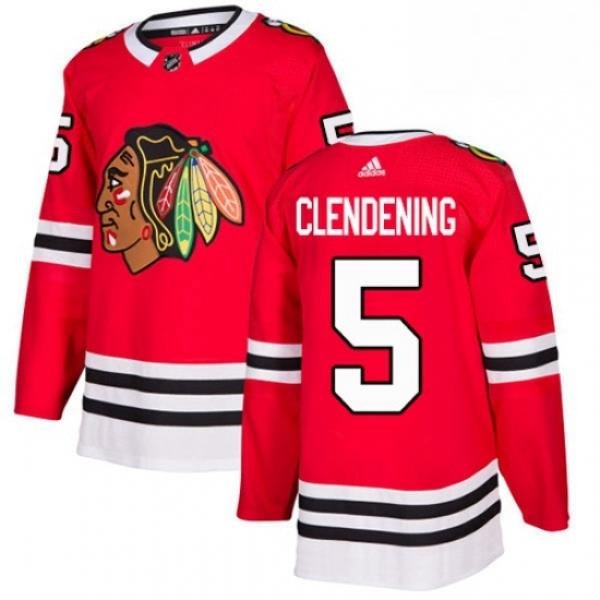 Mens Adidas Chicago Blackhawks 5 Adam Clendening Authentic Red Home NHL Jersey