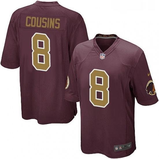 Mens Nike Washington Redskins 8 Kirk Cousins Game Burgundy RedGold Number Alternate 80TH Anniversary NFL Jersey