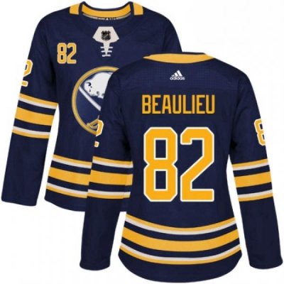 Womens Adidas Buffalo Sabres 82 Nathan Beaulieu Authentic Navy Blue Home NHL Jersey