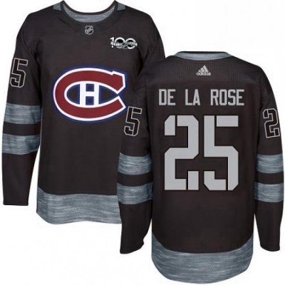 Mens Adidas Montreal Canadiens 25 Jacob de la Rose Authentic Black 1917 2017 100th Anniversary NHL Jersey