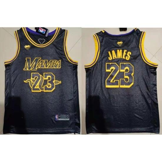 Men Los Angeles Lakers Lebron James 23 Black Big Mamba Edition NBA Jersey