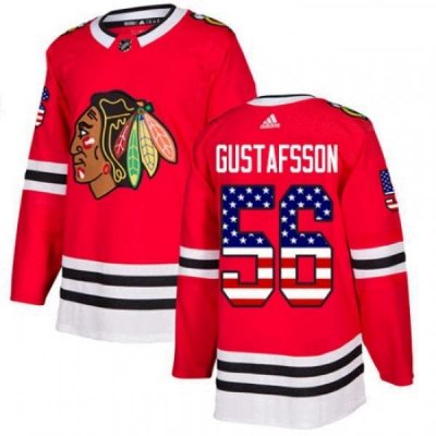 Youth Adidas Chicago Blackhawks 56 Erik Gustafsson Authentic Red USA Flag Fashion NHL Jersey