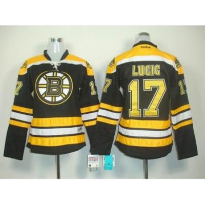 Women Boston Bruins Lucic jersey 17 Black Hockey Jersey