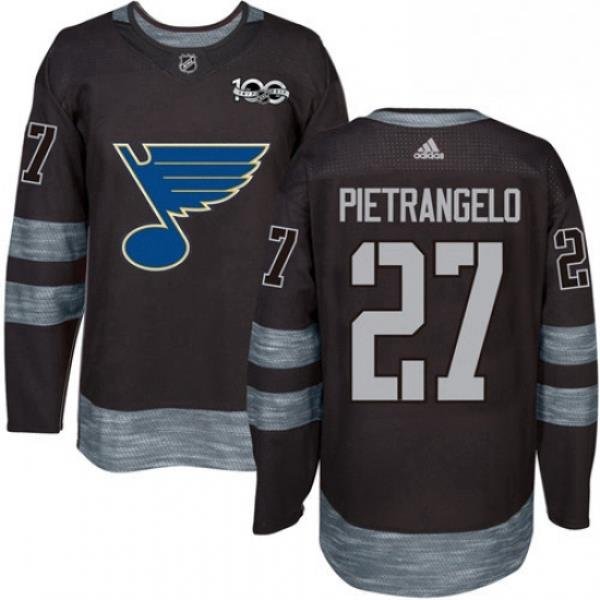 Mens Adidas St Louis Blues 27 Alex Pietrangelo Authentic Black 1917 2017 100th Anniversary NHL Jersey