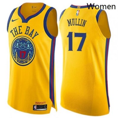 Womens Nike Golden State Warriors 17 Chris Mullin Swingman Gold NBA Jersey City Edition