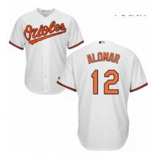 Youth Majestic Baltimore Orioles 12 Roberto Alomar Authentic White Home Cool Base MLB Jersey