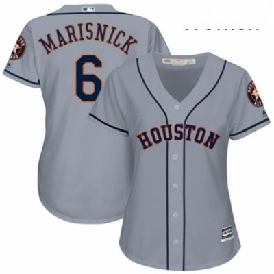 Womens Majestic Houston Astros 6 Jake Marisnick Authentic Grey Road Cool Base MLB Jersey