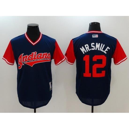 Men Cleveland Indians 12 Mr smile Blue Game Legend Edition MLB