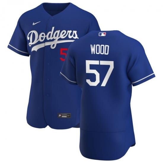 Men Los Angeles Dodgers 57 Alex Wood Men Nike Royal Alternate 2020 Flex Base Player MLB Jersey