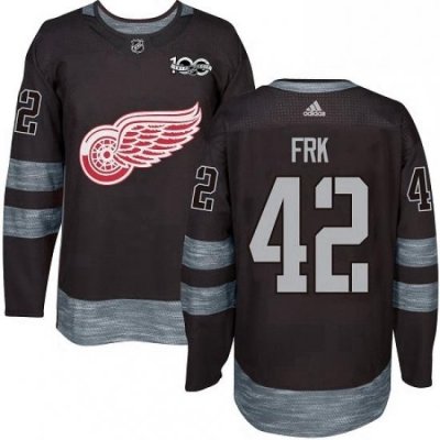 Mens Adidas Detroit Red Wings 42 Martin Frk Premier Black 1917 2017 100th Anniversary NHL Jersey