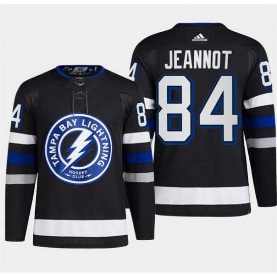 Men Tampa Bay Lightning 84 Tanner Jeannot Black Alternate Premier Breakaway Stitched Jersey