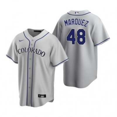 Mens Nike Colorado Rockies 48 German Marquez Gray Road Stitched Baseball Jersey