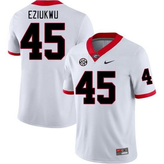 Men #45 Austine Eziukwu Georgia Bulldogs College Football Jerseys Stitched-White