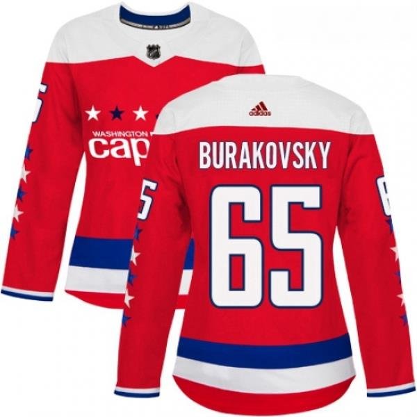 Womens Adidas Washington Capitals 65 Andre Burakovsky Authentic Red Alternate NHL Jersey