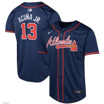 Men Atlanta Braves Ronald Acuna Jr. #13 Nike Navy Alternate Limited Player Jersey