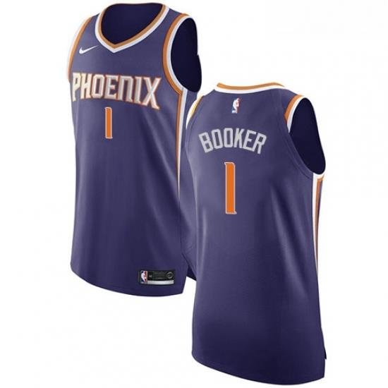 Womens Nike Phoenix Suns 1 Devin Booker Authentic Purple Road NBA Jersey Icon Edition