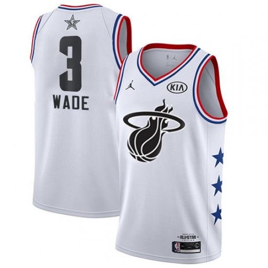 Heat 3 Dwyane Wade White Basketball Jordan Swingman 2019 All Star Game Jersey