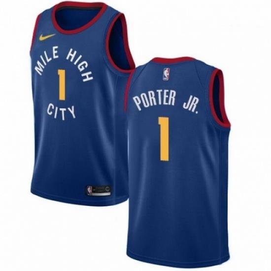 Mens Nike Denver Nuggets 1 Michael Porter Swingman Light Blue NBA Jersey Statement Edition