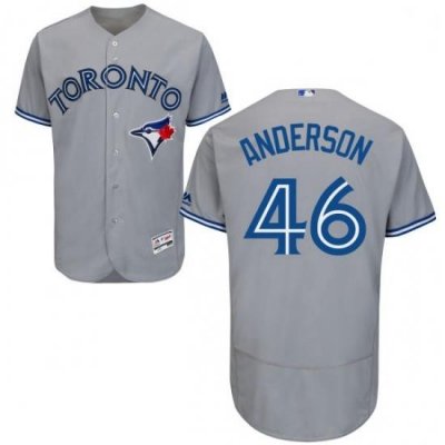 Mens Majestic Toronto Blue Jays 46 Brett Anderson Grey Flexbase Authentic Collection MLB Jersey