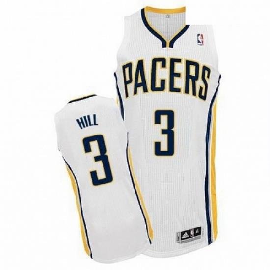 Revolution 30 Pacers 3 George Hill White Road Stitched NBA Jersey