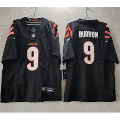 Men Cincinnati Bengals 9 Joe Burrow Black 2023 F U S E  Vapor Untouchable Limited Stitched Jersey