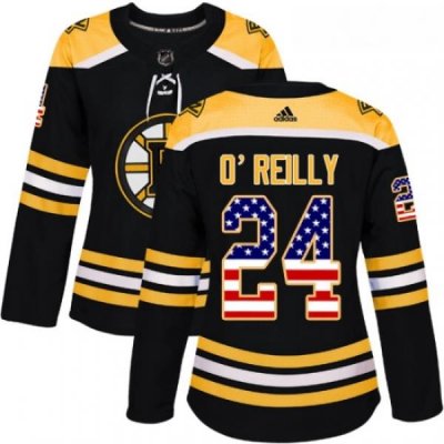 Womens Adidas Boston Bruins 24 Terry OReilly Authentic Black USA Flag Fashion NHL Jersey