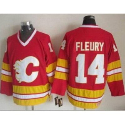 Calgary Flames  #14 Theoren Fleury Red CCM Throwback Stitched NHL Jersey