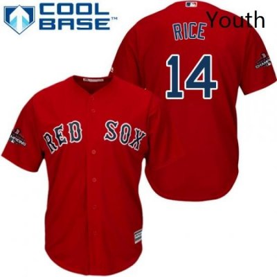 Youth Majestic Boston Red Sox 14 Jim Rice Authentic Red Alternate Home Cool Base 2018 World Series Champions MLB Jersey