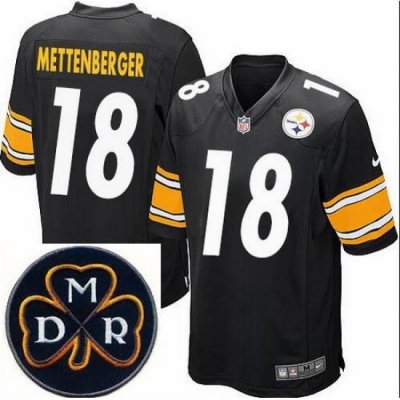 Men's Nike Pittsburgh Steelers #18 Zach Mettenberger Elite Black NFL MDR Dan Rooney Patch Jersey