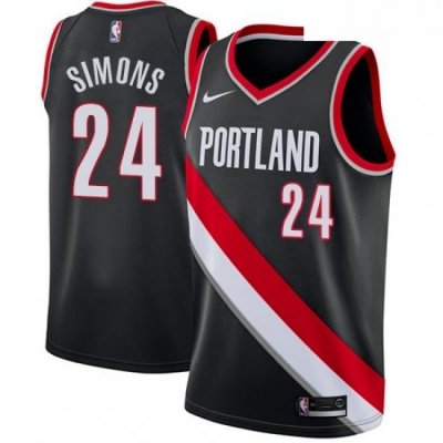 Mens Nike Portland Trail Blazers 24 Anfernee Simons Swingman Black NBA Jersey Icon Edition