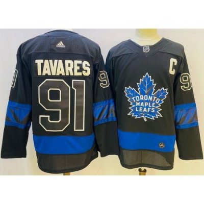 Men Toronto Maple Leafs Black 91 John Tavares Alternate Premier Breakaway Reversible Stitched jersey