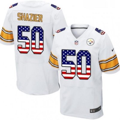 Mens Nike Pittsburgh Steelers 50 Ryan Shazier Elite White Road USA Flag Fashion NFL Jersey