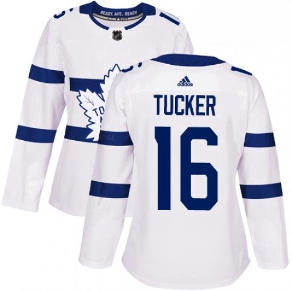 Womens Adidas Toronto Maple Leafs 16 Darcy Tucker Authentic White 2018 Stadium Series NHL Jersey