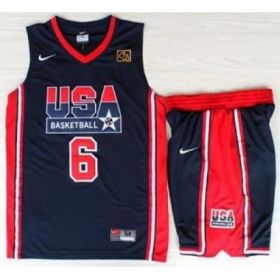 USA Basketball 1992 Olympic Dream Team Blue Jerseys & Shorts Suits 6# Patrick Ewing