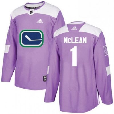 Youth Adidas Vancouver Canucks 1 Kirk Mclean Authentic Purple Fights Cancer Practice NHL Jersey