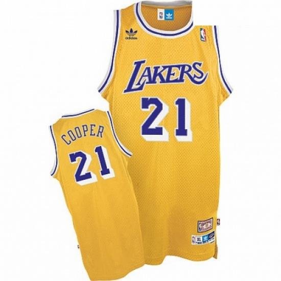 Mens Mitchell and Ness Los Angeles Lakers 21 Michael Cooper Swingman Gold Throwback NBA Jersey