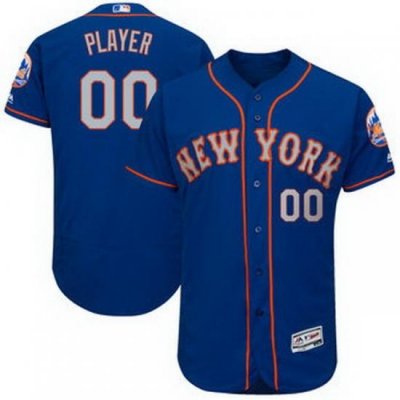 Men Women Youth All Size Flex Base New York Mets Majestic Royal Gray 2017 Alternate Authentic Collection Custom Jersey