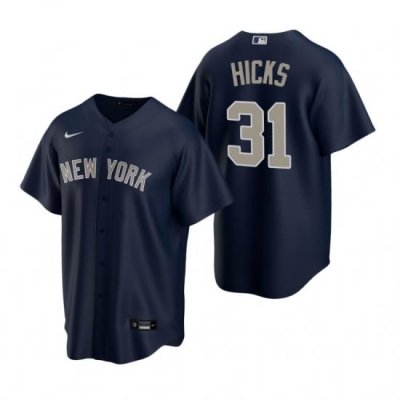 Mens Nike NeW York Yankees 31 Aaron Hicks Navy Alternate Stitched Baseball Jerse