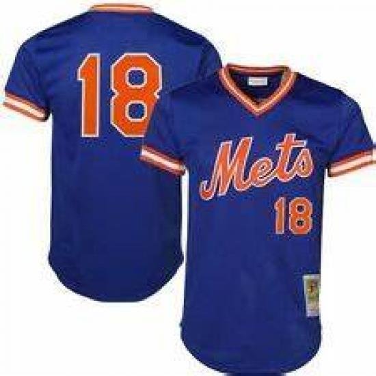 Men NeW York Mets Authentic Style Vintage Mesh Batting Jersey Darryl StraWberry 18