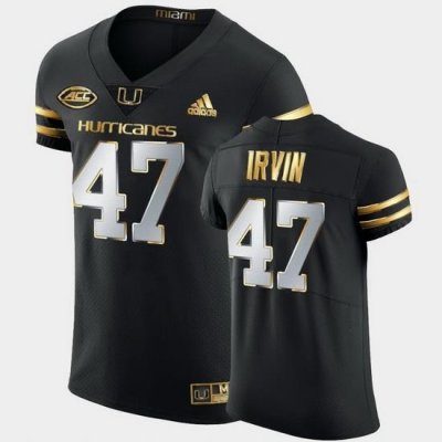 Men Miami Hurricanes Michael Irvin Golden Edition Black Authentic Jersey