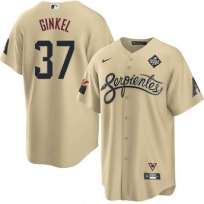 Men Arizona Diamondbacks 37 Kevin Ginkel Gold 2023 World Series City Connect Cool Base Stitched Baseball Jersey