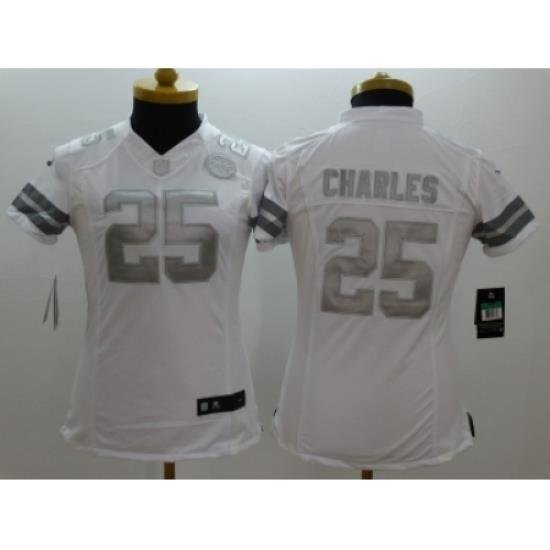 Women Nike Kansas City Chiefs #25 Jamaal Charles Platinum White Jerseys