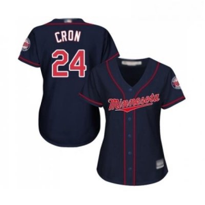 Womens Minnesota Twins 24 C J Cron Replica Navy Blue Alternate Road Cool Base Baseball Jersey