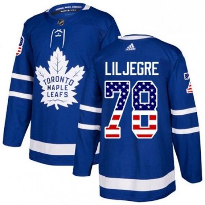 Mens Adidas Toronto Maple Leafs 78 Timothy Liljegren Authentic Royal Blue USA Flag Fashion NHL Jersey