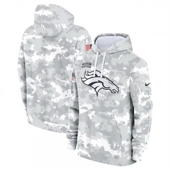 Men Denver Broncos 2024 Arctic Camo Salute To Service Club Fleece Pullover Stitched Hoodie