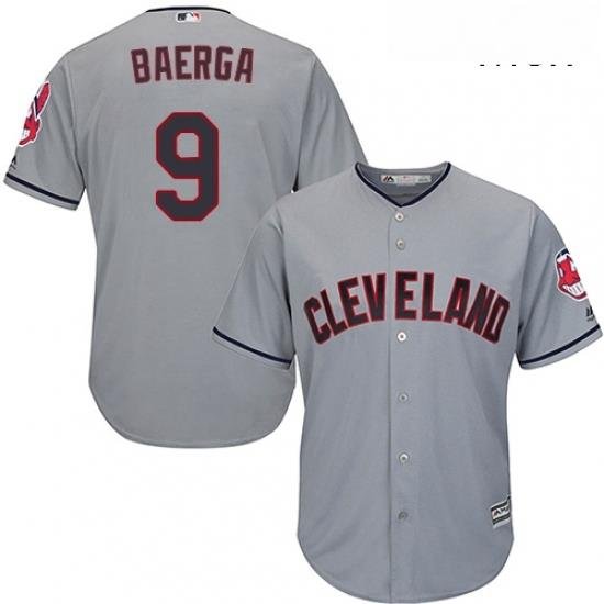 Mens Majestic Cleveland Indians 9 Carlos Baerga Replica Grey Road Cool Base MLB Jersey