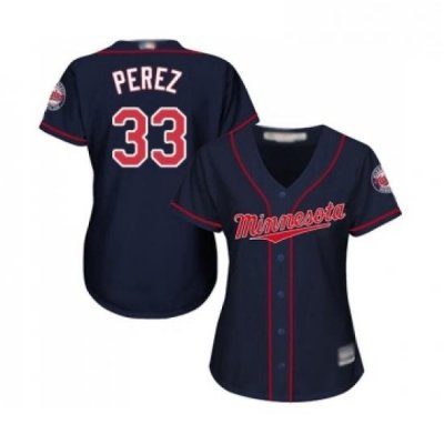 Womens Minnesota Twins 33 Martin Perez Replica Navy Blue Alternate Road Cool Base Baseball Jersey