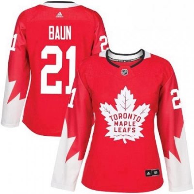 Womens Adidas Toronto Maple Leafs 21 Bobby Baun Authentic Red Alternate NHL Jersey