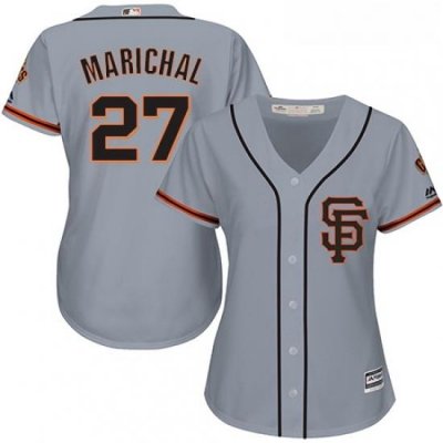 Womens Majestic San Francisco Giants 27 Juan Marichal Replica Grey Road 2 Cool Base MLB Jersey